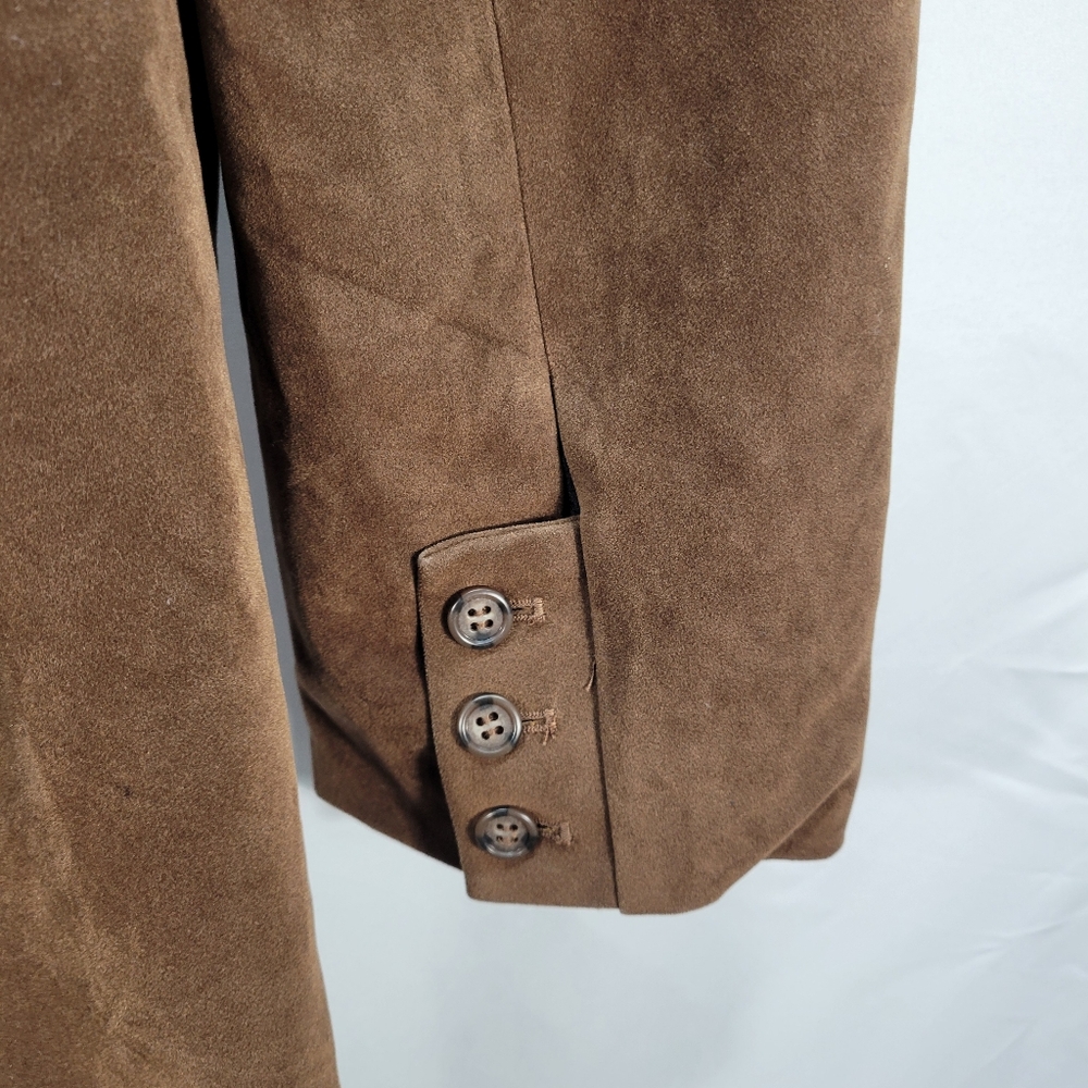 Free People Paper Cut Vegan Suede Blazer New Brown Size S (Oversized) - Picture 9 of 11